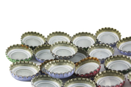 Pile of beer bottle capの写真素材