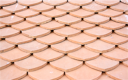 Clay tiles roof backgroundの写真素材