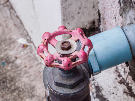 closeup of old water valveの写真素材