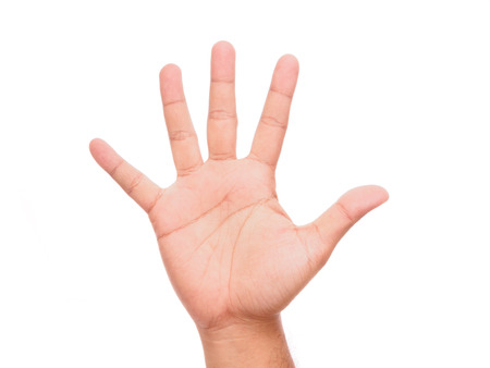 male hand stretching outの写真素材