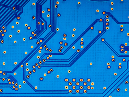 closeup of blue circuit board background