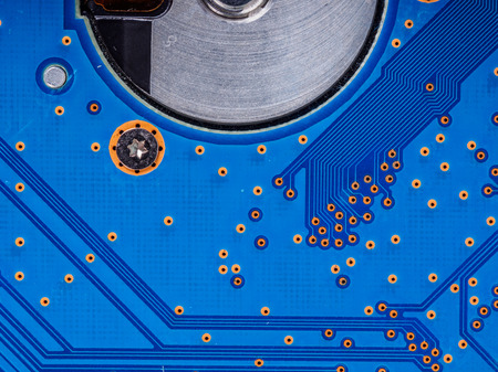 closeup of blue circuit board background