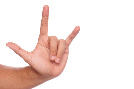 love hand sign isolated on white background with clipping path.の写真素材