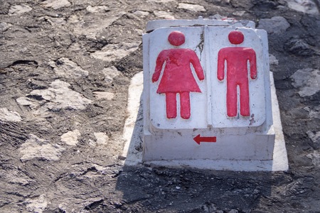 cement toilet signの写真素材