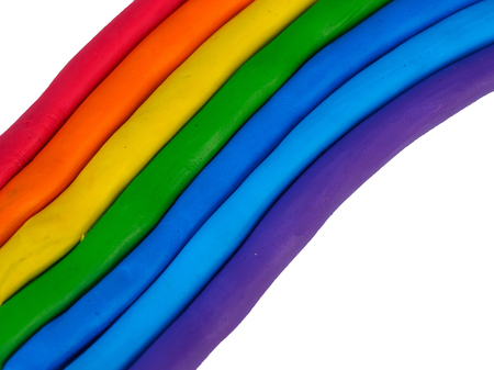 Clay plasticine made beautiful rainbow.の写真素材