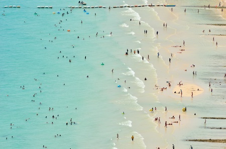 Panoramic view and activity on the beach in Koh Lan Island of Pattaya City, Thailandのeditorial素材