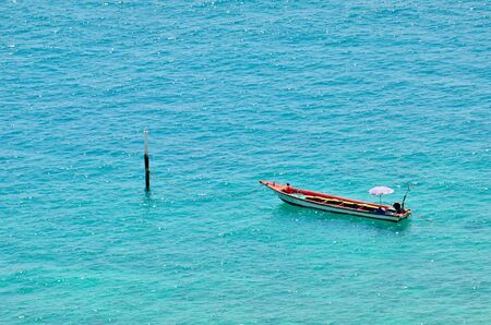 Beautiful boat on the blue seaのeditorial素材