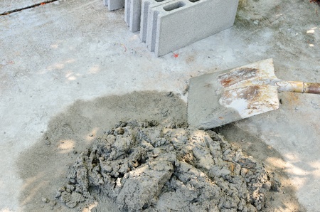 under construction with cement concrete workのeditorial素材
