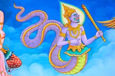 CHIANG MAI, THAILAND - JUN 2: Traditional Thai style painting art on temple wall at Wat Pa Pao(Pa Pao temple) on Jun 2, 2012 in Chiang Mai, Thailand.のeditorial素材