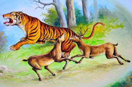 CHIANG MAI, THAILAND - Old urban life painting art on temple wall at Wat Pa Pao(Pa Pao temple) のeditorial素材