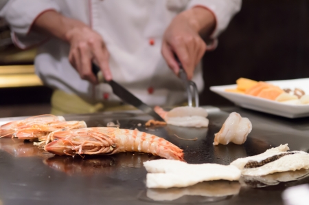 Teppanyaki japanese cuisine sauteed seafood deliciousの写真素材
