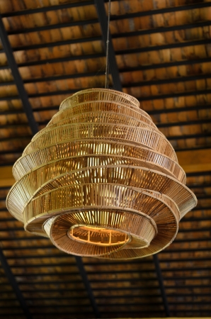 big bamboo lantern hang on roofの写真素材