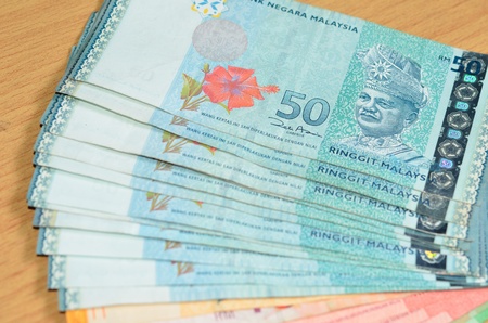 Close up of Malaysian ringgit currency for background
