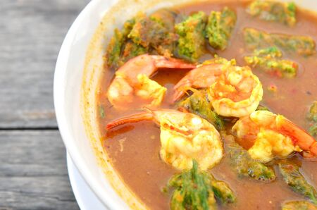 Hot and sour soup and shrimp in condensed water, Thai traditional food の写真素材