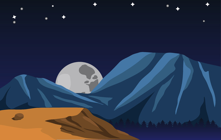 Nature mountain on night time.のイラスト素材
