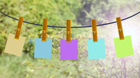 Stick note on the clothes lineの写真素材