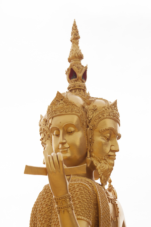 Golden Buddha head with many faces.の写真素材