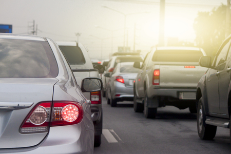 Cars on the road heading towards the goal of the trip. tourism And Race car.in Thailand.の写真素材