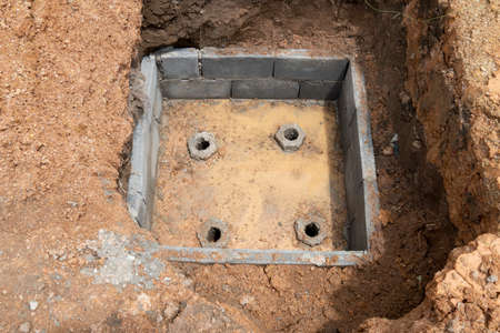Drainage pipe in the trench. Installation of drainage pipes.