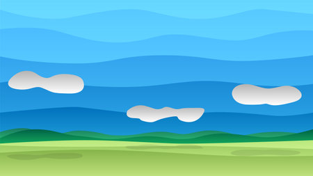 Nature background of vector or illustration. Gradient curve of the mountain grassland landscape under the blue sky. For support presentation.のイラスト素材