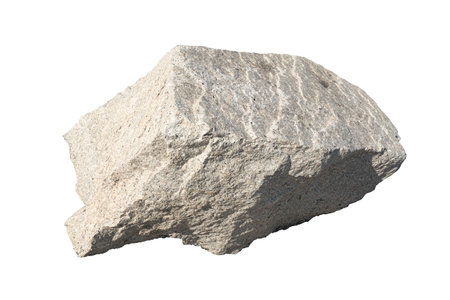 Object of Mountain rock dice. Texture with visible cracks and crevices. Isolated white background.