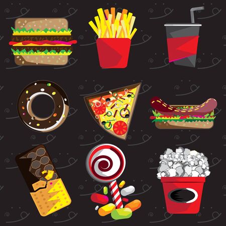 Junkfood and fastfoodのイラスト素材