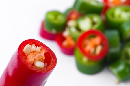 close up colorful  pepper   on white backgroundの写真素材