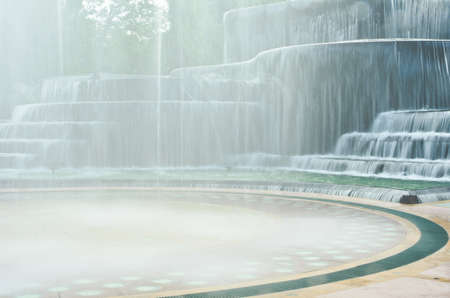waterfall model at  the park in suphanburi, thailandの写真素材