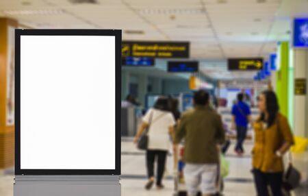 Blank billboard posters in the airport,Empty advertising billboard at aerodrome.のeditorial素材