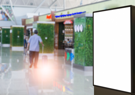 Blank billboard posters in the airport,Empty advertising billboard at aerodrome.の写真素材