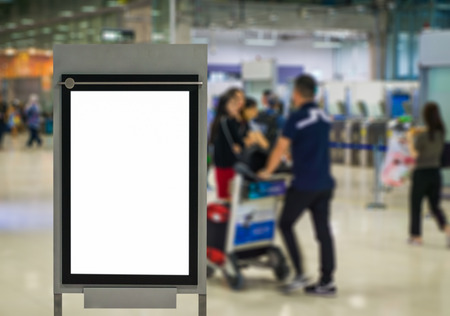 Blank billboard posters in the airport,Empty advertising billboard at aerodrome.の写真素材