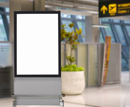 Blank billboard posters in the airport,Empty advertising billboard at aerodrome.の写真素材