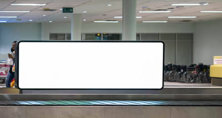 Blank billboard posters in the airport,Empty advertising billboard at aerodrome.の写真素材