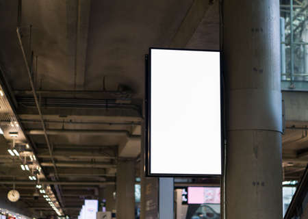 Blank billboard posters in the airport,Empty advertising billboard at aerodrome.の写真素材