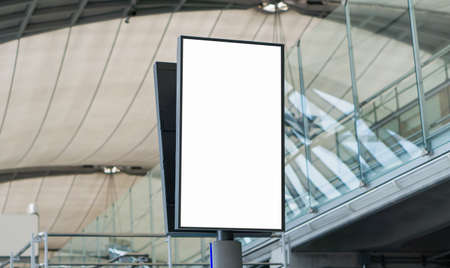 Blank billboard posters in the airport,Empty advertising billboard at aerodrome.の写真素材