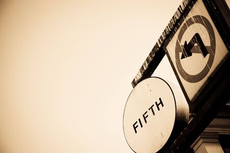 Traffic Sign at 5th Ave, San Francisco in black and whiteの写真素材