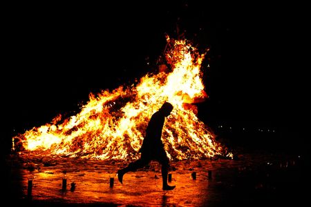 Traditional Religious Fire Run in Asiaの写真素材