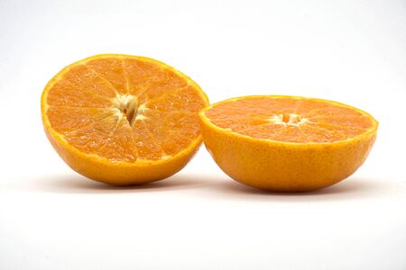 Orange fruit isolated on whiteの写真素材