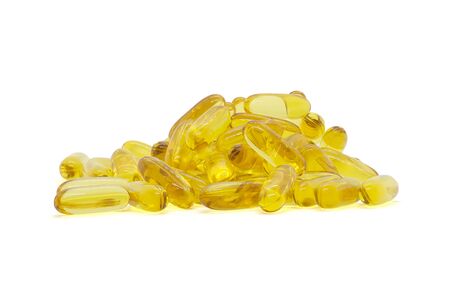 capsules from Fish Oil on white background with clipping pathの写真素材