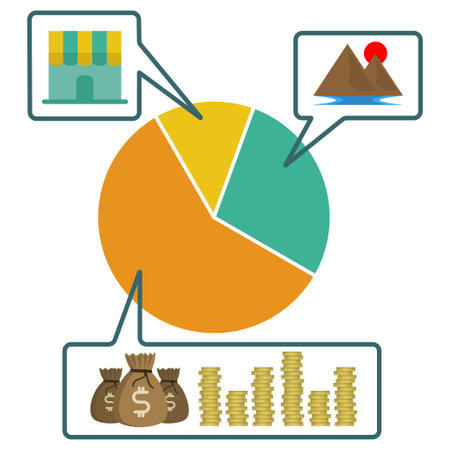 business finance flat design,success economy finance,income success finance,planning for spending and saving money&#xD;&#xA;のイラスト素材