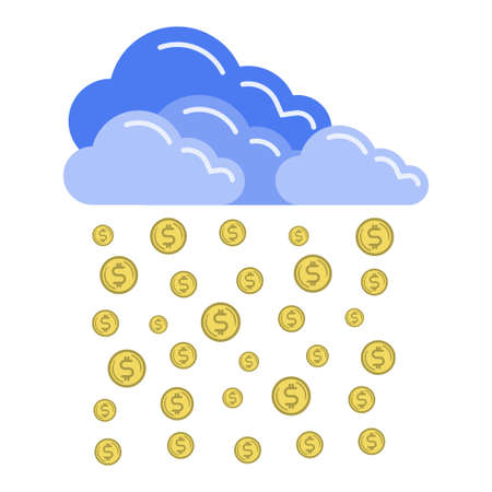 business finance flat design,success economy finance,income success finance,coins falling from cloudsのイラスト素材