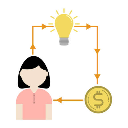business finance flat design,success economy finance,income success finance,man thinking of earningのイラスト素材