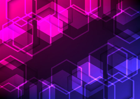 Hi-tech Background with blue and purple hexagones,Abstract Hi-tech Background  hexagones patternのイラスト素材