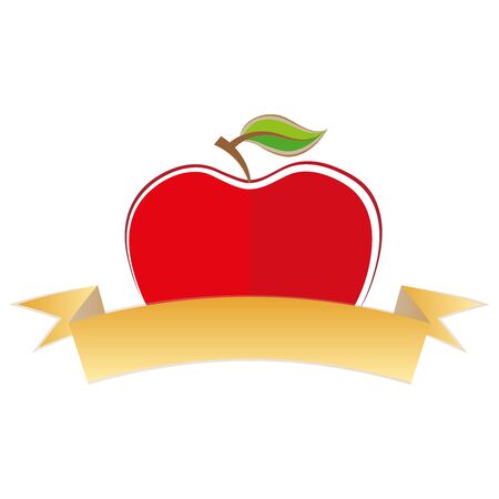 Apple isolated bio flat food icon banner ribbon logo vector business template vegan elementのイラスト素材