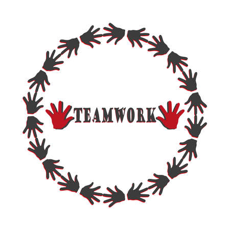 teamwork together hand circle with text abstract design elementのイラスト素材
