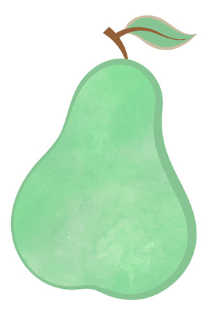 watercolor pear silhouette isolated bio flat food icon banner ribbon logo vector business template vegan natural elementのイラスト素材