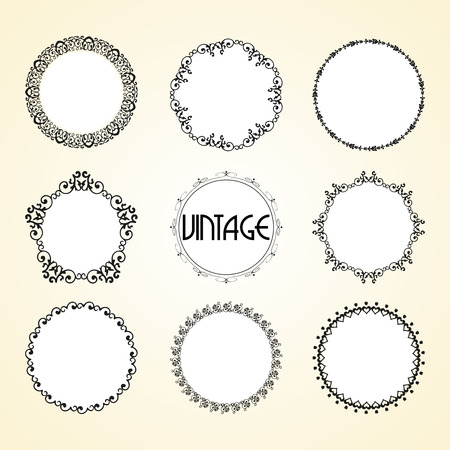 Vintage calligraphy decorative background, vector retro antique blank royal baroque border frame set. minimalistic illustrationのイラスト素材