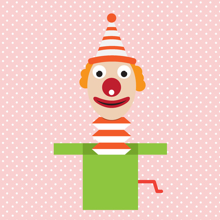cartoon clown in box jester vector april flat illustrationのイラスト素材