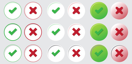 yes no choice check mark button web element icon set isolated voteのイラスト素材