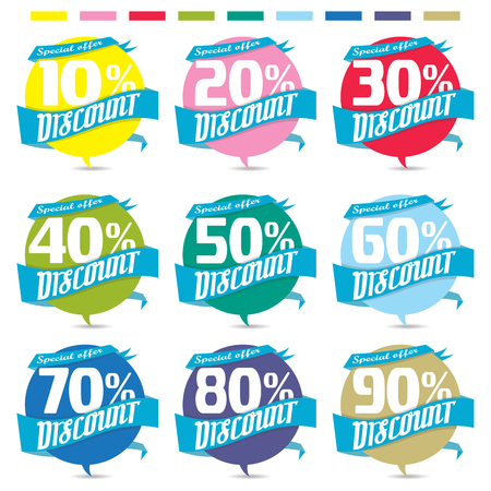Percent discount sign icon.Sale symbol business badge Special offer label.Paper ribbon vector illustrationのイラスト素材